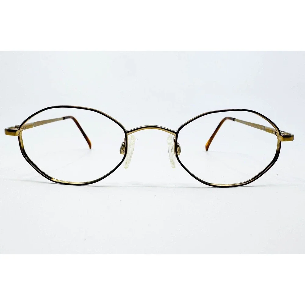 Celebrity Eyeglass Frames Unisex Amber Gold Tortoise Oval Italy 45-19-125